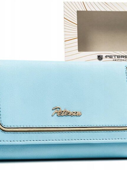 Duży, skórzany portfel damski na zatrzask i suwak - Peterson