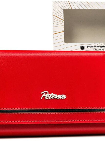 Duży, skórzany portfel damski na zatrzask i suwak - Peterson
