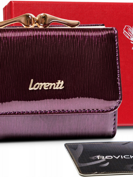 Lakierowany, skórzany portfel damski z systemem RFID - Lorenti