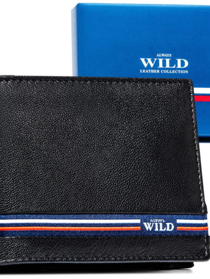 Skórzany portfel męski w orientacji poziomej bez zapięcia - Always Wild
