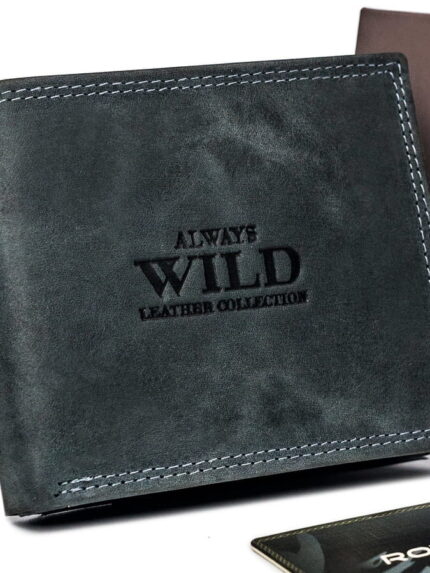 Poziomy, składany portfel męski z zewnętrzną kieszonką na kartę - Always Wild
