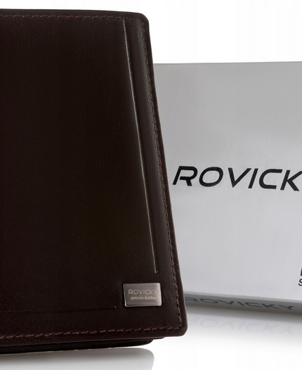 Skórzany portfel męski w orientacji pionowej - Rovicky