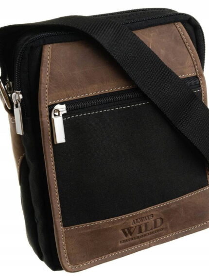 Listonoszka męska z tkaniny i skóry naturalnej - Always Wild