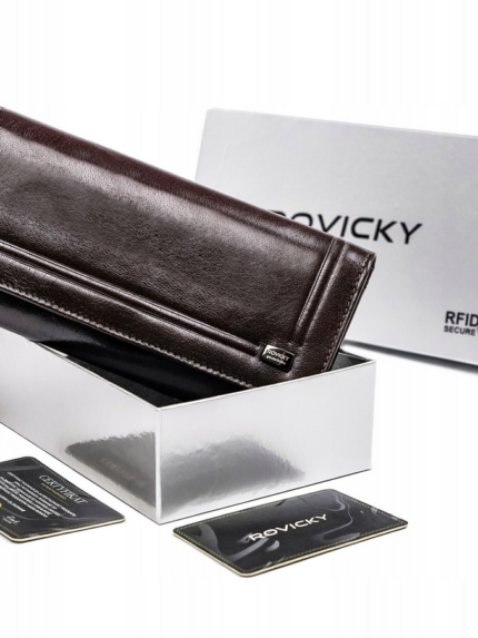 Skórzany portfel damski na karty z ochroną RFID Protect - Rovicky