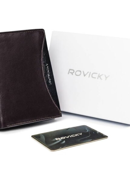 Portfel męski z naturalnej skóry licowej z przegródką na zdjęcie - Rovicky