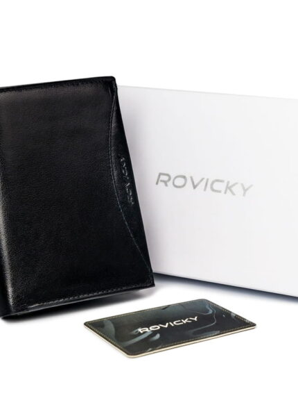 Bogato wyposażony portfel męski z naturalnej skóry licowej RFID - Rovicky