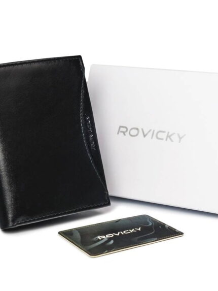 Duży, oryginalny portfel męski z naturalnej skóry licowej, RFID - Rovicky