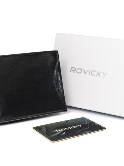 Szeroki, oryginalny portfel męski z naturalnej skóry licowej RFID - Rovicky