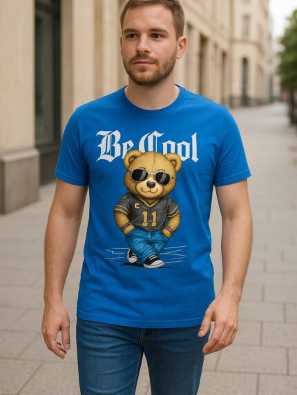 Bawełniana koszulka męska z motywem misia