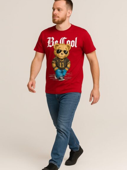 Bawełniana koszulka męska z motywem misia