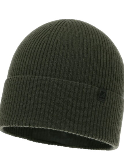 Czapka zimowa męska, khaki, wełna merino z kaszmirem, Azuryt