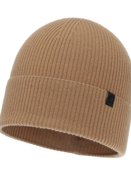 Czapka zimowa męska, camel, wełna merino z kaszmirem, Azuryt