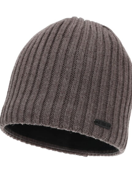 Czapka zimowa męska, beżowa, z wełną merino Adagio