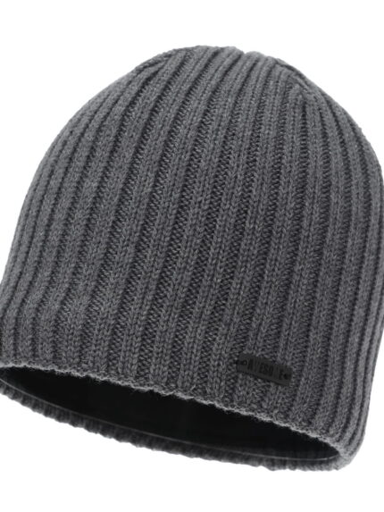 Czapka zimowa męska, szara, z wełną merino Adagio