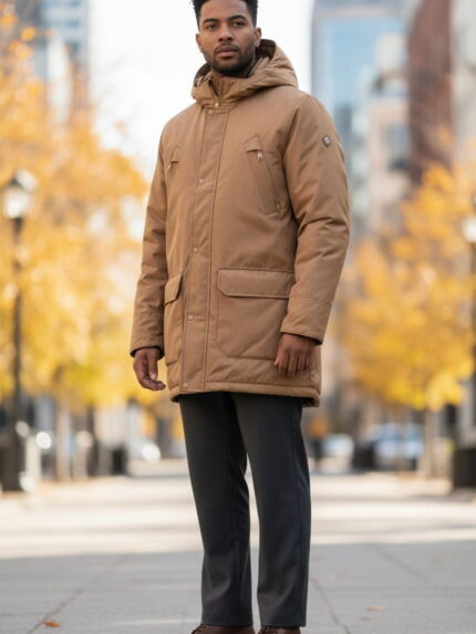 Kurtka męska zimowa przedłużana brązowa No Name/Repablo