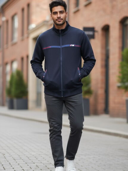 Bluza bawełniana męska bez kaptura gruba Tomy Parker granatowa