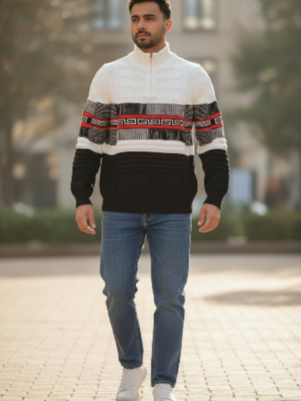 Wełniany gruby sweter męski