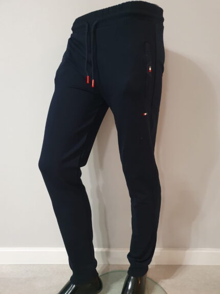 Granatowe spodnie dresowe męskie ze ściągaczem