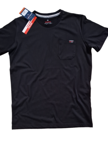 Bawełniana koszulka męska Bastion z kieszonką czarna