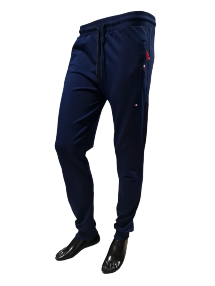 Granatowe spodnie dresowe męskie ze ściągaczem