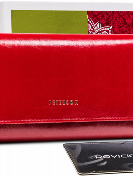 Duży skórzany portfel damski z klapką - Peterson