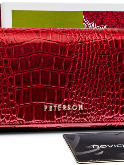 Podłużny portfel damski z motywem skóry krokodyla - Peterson