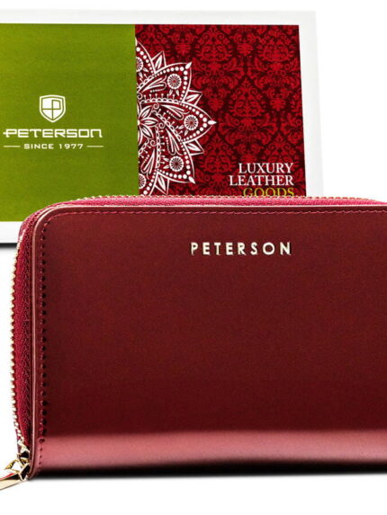 Czerwony portfel damski skórzany z RFID na prezent - Peterson