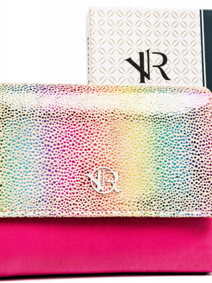 Damski portfel ze skóry naturalnej na zatrzask - Rovicky