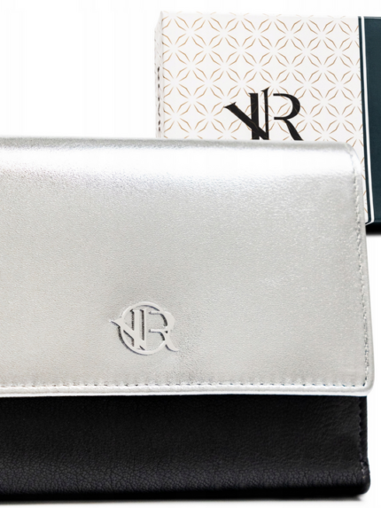 Damski portfel ze skóry naturalnej na zatrzask - Rovicky