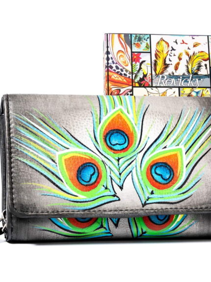 Damski portfel na zatrzask wykonany ze skóry naturalnej - Rovicky