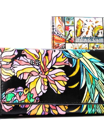 Damski portfel na zatrzask wykonany ze skóry naturalnej - Rovicky