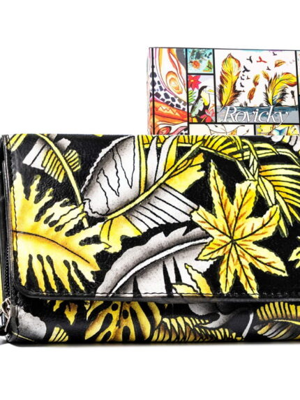 Damski portfel na zatrzask wykonany ze skóry naturalnej - Rovicky