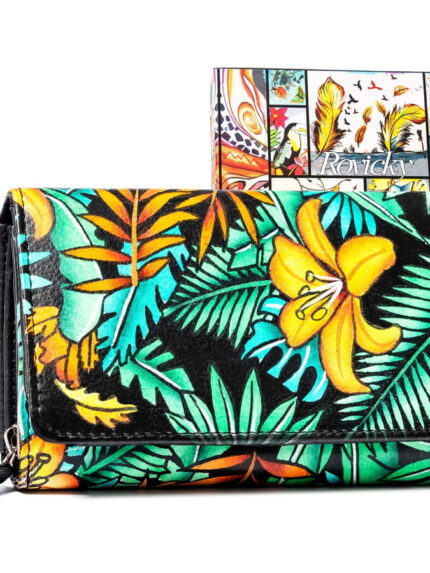 Damski portfel na zatrzask wykonany ze skóry naturalnej - Rovicky