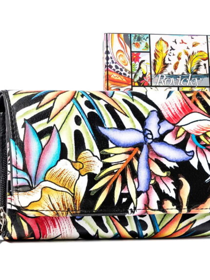 Damski portfel na zatrzask wykonany ze skóry naturalnej - Rovicky