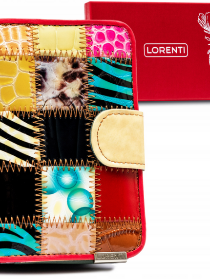 Damski skórzany portfel w patchworkowy wzór - Lorenti