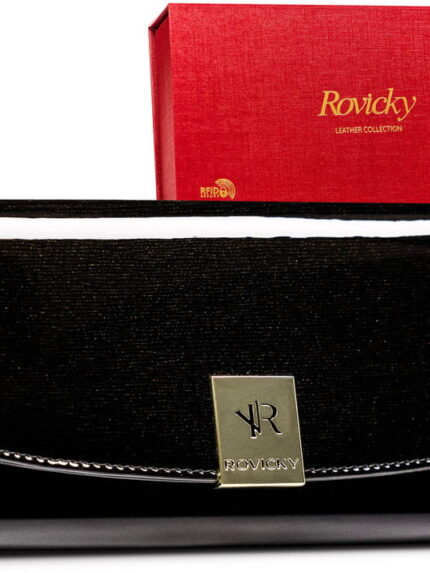 Duży lakierowany portfel damski z systemem RFID Protect — Rovicky
