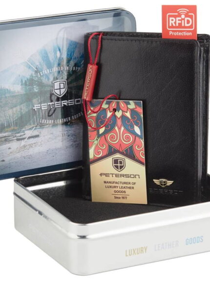Skórzany portfel męski z portmonetką typu piekiełko - Peterson