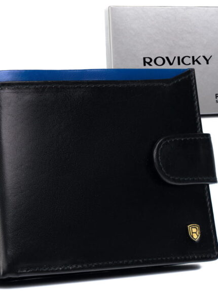 Skórzany portfel męski z kieszenią na dowód rejestracyjny - Rovicky