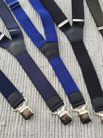 Szelki męskie do spodni w kolorze jeansowym 4 cm