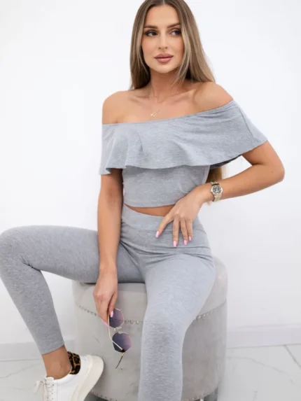 Komplet z falbanką szary