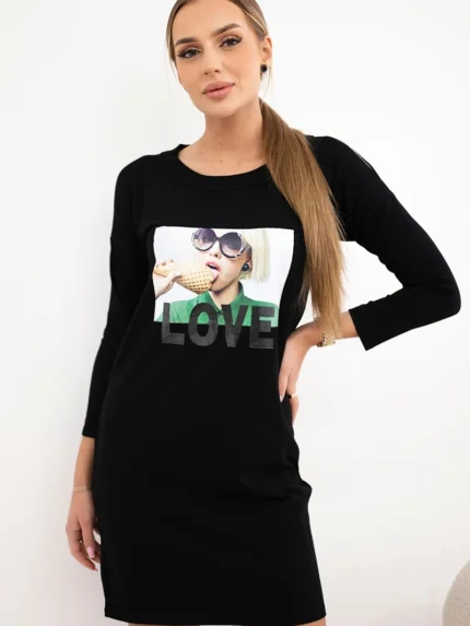 Sukienka z nadrukiem Love czarna