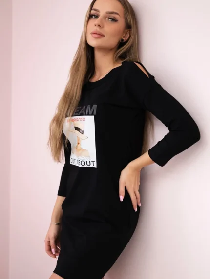 Sukienka z nadrukiem Dream czarna