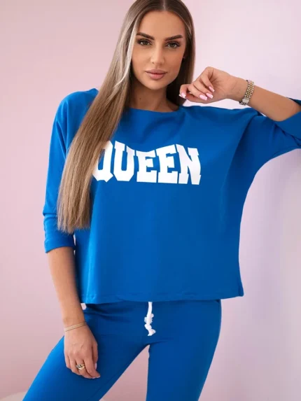 Komplet z nadrukiem Queen chabrowy