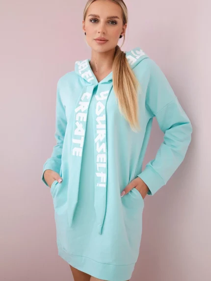 Sukienka z kapturem Oversize miętowa
