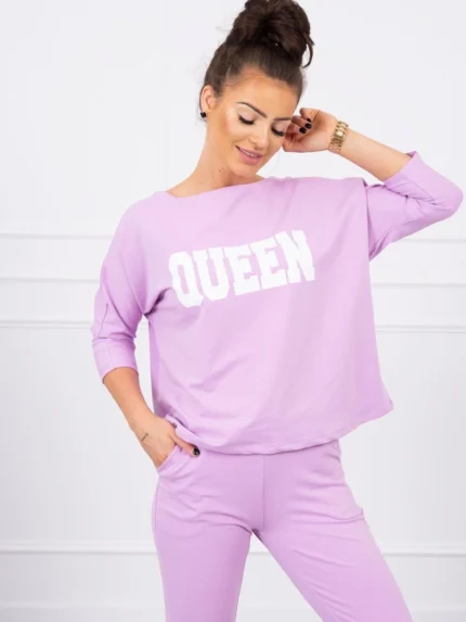Komplet z nadrukiem Queen fioletowy