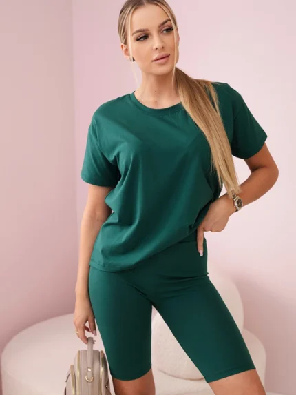 Komplet top+legginsy ciemny zielony