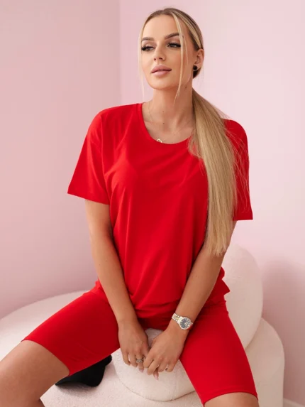 Komplet top+legginsy czerwony