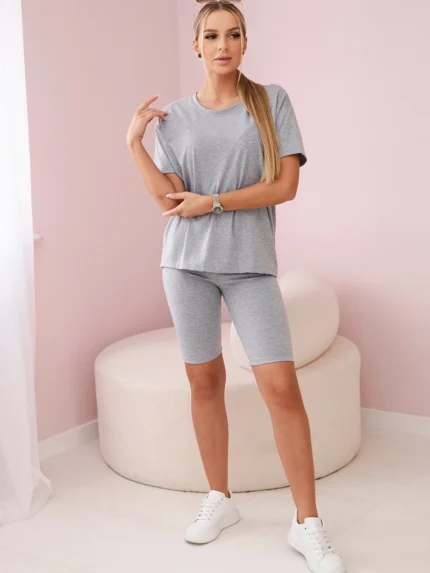 Komplet top+legginsy szary