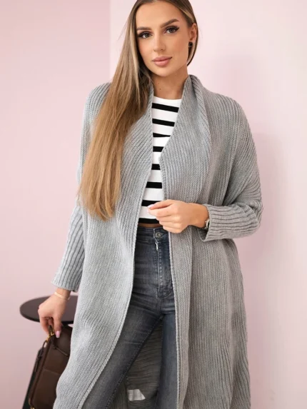 Sweter z rękawami typu nietoperz jasny szary