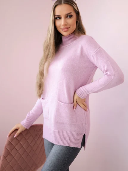 Sweter ze stójką fioletowy